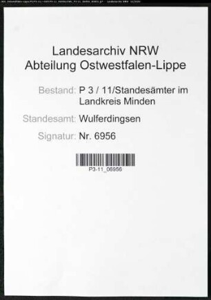 Sterberegister Standesamt Wulferdingsen