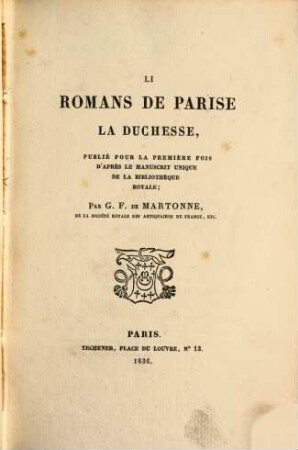Li Romans de Parise la duchesse