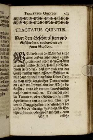 Tractatus Quintus. Von den Geschwulsten und Geschwüren, auch andern offenen Schäden.