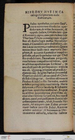 Hieronymvs in catalogo scriptorum ecclesiasticorum