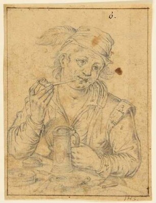 Rauchender Mann mit Bierseidel