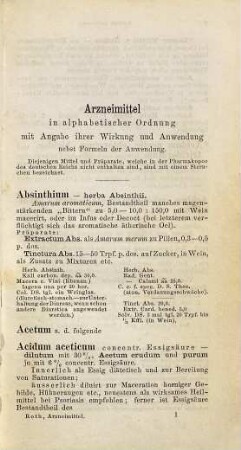 Die Arzneimittel der heutigen Medicin mit Formeln ihrer Anwendung und einem therapeutischen Repetitorium als Anhang : Taschenbuch für Ärzte von Otto Roth