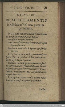 Caput IX. De Medicamentis in Affectibus Vesicae & partium genitalium