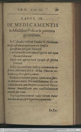 Caput IX. De Medicamentis in Affectibus Vesicae & partium genitalium