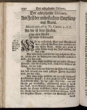 Der achtzehende Discurs, Am Fest der unbefleckten Empfängnuß Mariä. - Der zwanzigste Discurs, Von dem bissigen Neid.