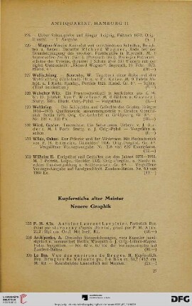 Kupferstiche alter Meister. Neuere Graphik (Nr. 333-425)