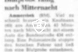 Blutprobe fällig nach Mitternacht