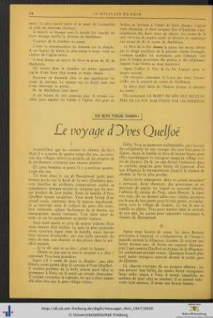 Le voyage d'Yves Quelfoë.