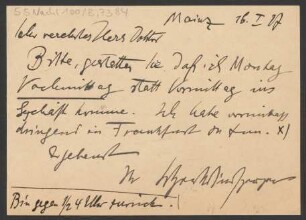 Brief an B. Schott's Söhne : 16.01.1927