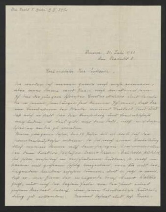 Brief an Ferruccio Busoni, 31.07.1921 : 31.07.1921