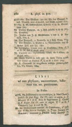 Libri ad rem physicam, oeconomicam, historiam nat. etc. pertinentes