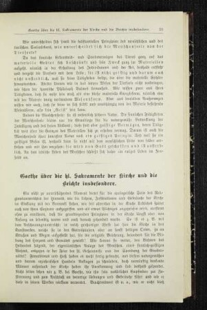 Goethe über die hl. Sakramente der Kirche und die Beichte insbesondere