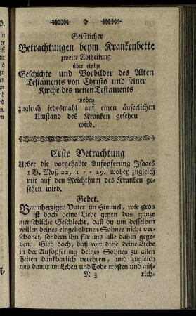 Erste Betrachtung. - Zweyte Betrachtung.