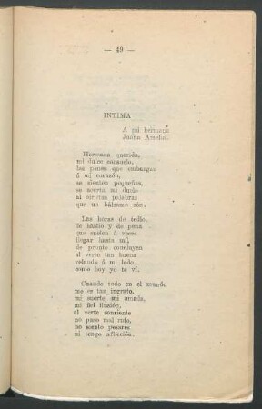 Íntima : A mi hermana Juana Ameila.