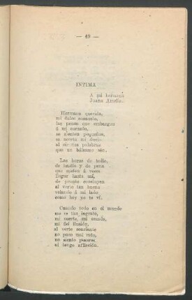 Íntima : A mi hermana Juana Ameila.