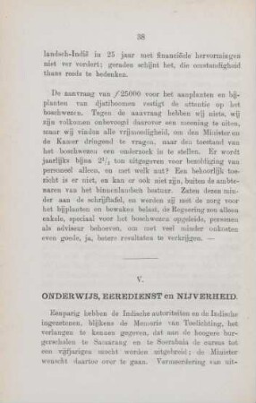V. Onderwijs, eeredienst en nijverheid