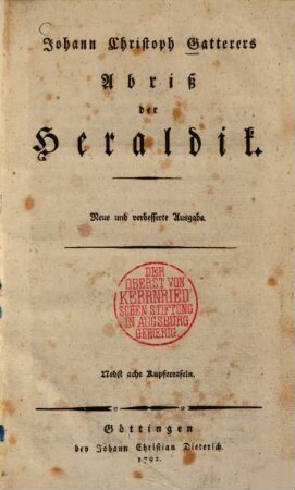 Abriß der Heraldik : mit 8 Kupfertafeln