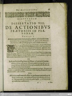 Disputatio Sive Dissertatio VIII. De Actionibus Praetoriis In Personam