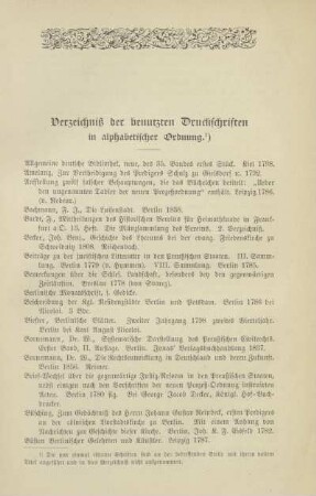 Verzeichnis der benutzten Druckschriften in alphabetischer Ordnung