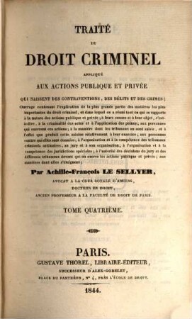 Traité du droit criminel, 4