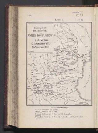 Karte 7. Übersichtskarte der Erdbeben in den Untern Donauländern am 8. Juni 1903, 13. September 1903, 26. November 1903