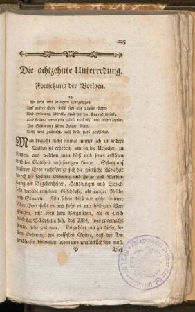 Die achtzehnte Unterredung. Fortsetztung der Vorigen