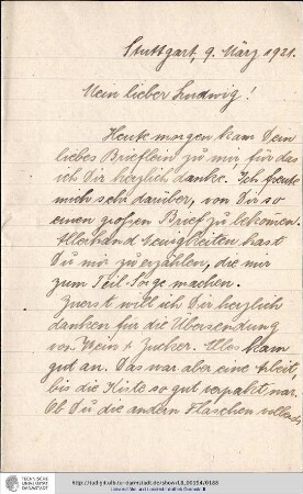 Brief vom 09.03.1921