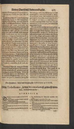 Die Hundert: Acht und dreyssigiste Observation.