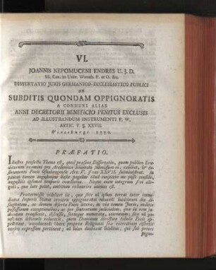 VI. Joannis Nepomuceni Endres