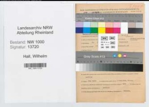 Entnazifizierung Wilhelm Hall, geb. 22.09.1906 (Landesinspektor)