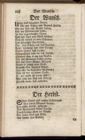 Der Wunsch. - Ueber die Vergnügungen aus dem St. Evremond.