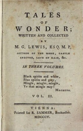 Tales of wonder : in three volumes. 3