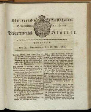 Nro 46. Donnerstag, den 8ten Juni 1809 [-] Nro 60. Donnerstag, den 27ten Juli 1809