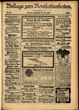 Zweite Ausgabe vom Sonntag, den 20. Juli 1902.