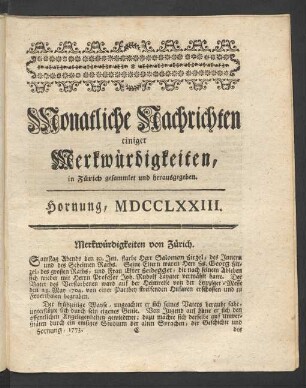 Hornung, MDCCLXXIII