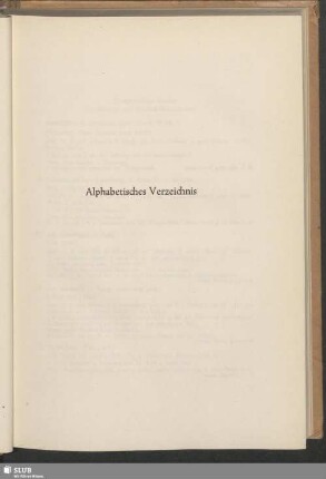 Alphabetisches Verzeichnis