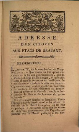 Adresse D'Un Citoyen Aux États De Brabant : Extrait du Journal général de l'Europe, No. 154