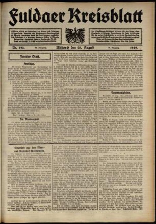 Zweite Ausgabe vom Mittwoch, den 28. August 1912.