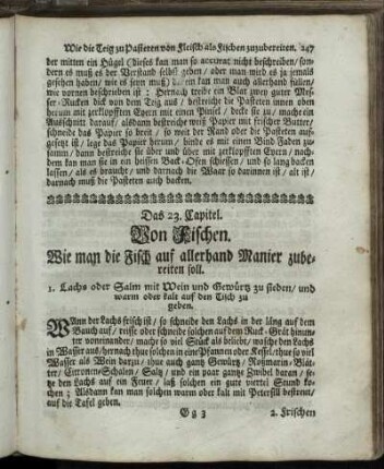 Das 23. Capitel. Von Fischen. Wie man die Fisch auf allerhand Manier zubereiten soll.