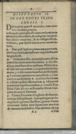 Disputatio II. De Deo Uno Et Trino