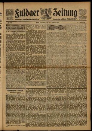 Erste Ausgabe vom Mittwoch, den 20. Januar 1904.