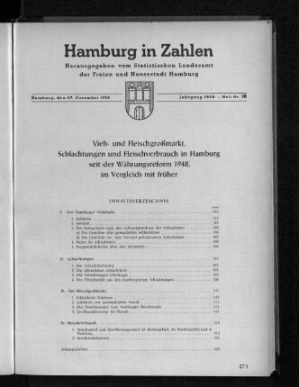Vieh- und Fleischgroßmarkt, Schlachtungen und Fleischverbrauch in Hamburg seit der Währungsreform 1948 im Vergleich mit früher