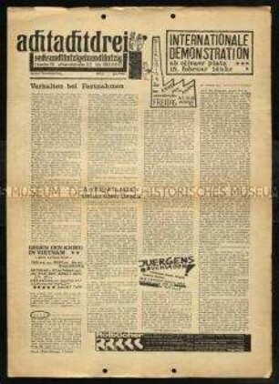 Untergrund-Zeitung der außerparlamentarischen Opposition "agit 883" Nr. 1