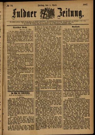 Ausgabe vom Freitag, den 01. April 1887.