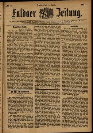 Ausgabe vom Freitag, den 01. April 1887.