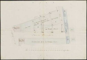 Situationsplan des Gartenplatzes des Leonhard Blum und dessen Umgebung, Nachbarn benannt
