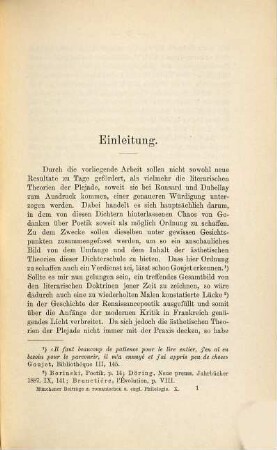 Die poetischen Theorien der Plejade nach Ronsard und Dubellay : ein Beitrag zur Geschichte der Renaissancepoetik in Frankreich