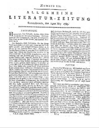 Leipziger Wochenblätter. Quartal 1. Leipzig: Crusius 1785