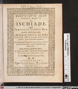 Disputatio Inauguralis Medica, De Ischiade