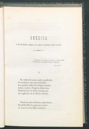 América : A mi querida amigo, el poeta Carlos Guido Spano